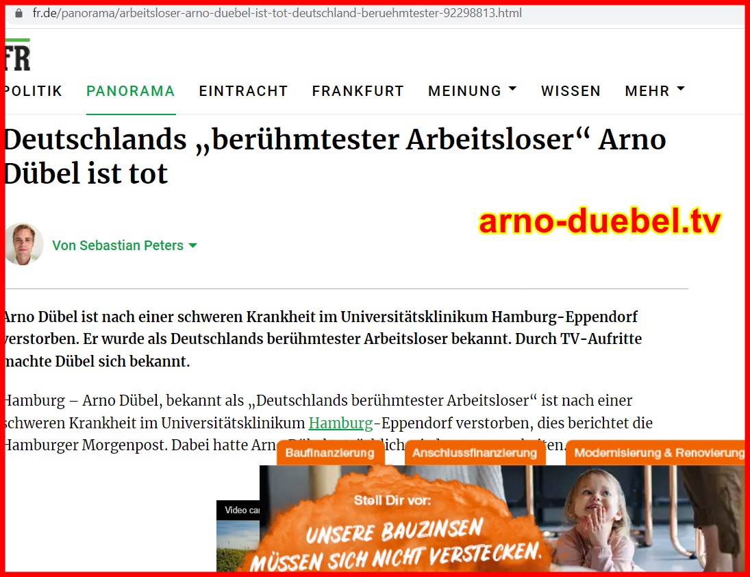 Deutschlands „berühmtester Arbeitsloser“ Arno Dübel ist tot | FrankfurterRundschau